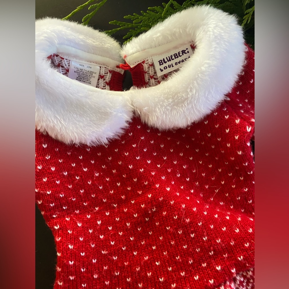 Baby Girl Christmas Sweater Dress Outfit - 12 Mos